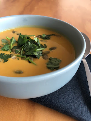 Recipe of red lentils and sweet potato soup from Cook with Lu
